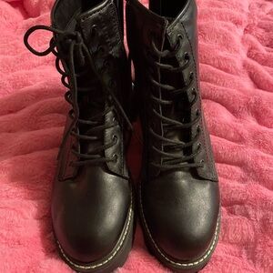 Madden Girl Black Lace-Up Combat Boots